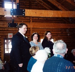 Matthew Clabaugh; Becky Dorrough Diment; Amanda Clabaugh; Beckys wedding; Bass Lake Lodge WPAFB Fairborn OH